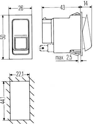 Hella Switch On/On/Off Momentary W Loc Light