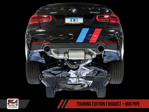 AWE Tuning BMW F3X 340i Touring Edition Axle-Back Exhaust - Diamond Black Tips (90mm)