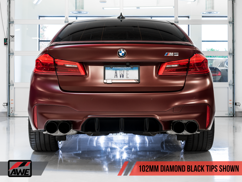 AWE Tuning 18-19 BMW M5 (F90) 4.4T AWD SwitchPath Axle-back Exhaust - Diamond Black Tips