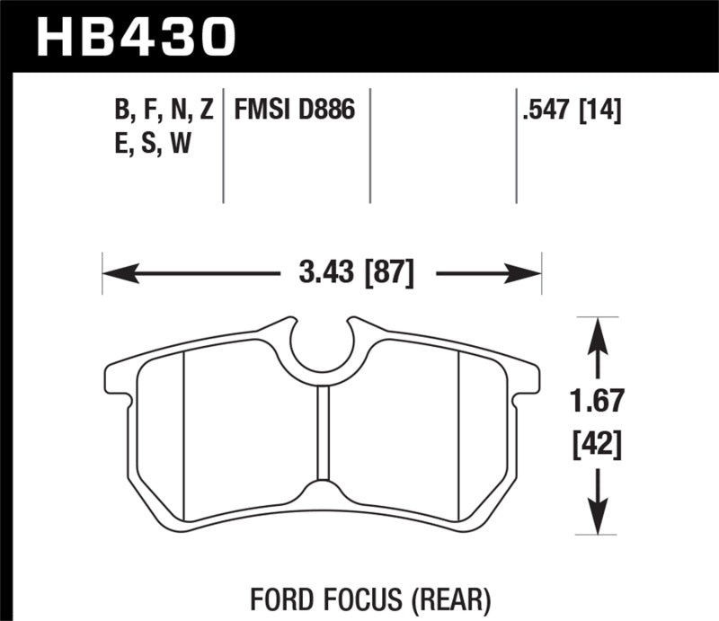 Hawk 00-07 Ford Focus Blue 9012 Rear Race Brake Pads