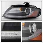 Spyder Audi A4 09-12 Projector Headlights Xenon/HID Model Only - DRL LED Blk PRO-YD-AA408-HID-DRL-BK