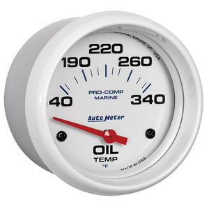 Autometer Marine White Air-Core Electric Oil Temperature Gauge 2-5/8in 140-300 Deg F