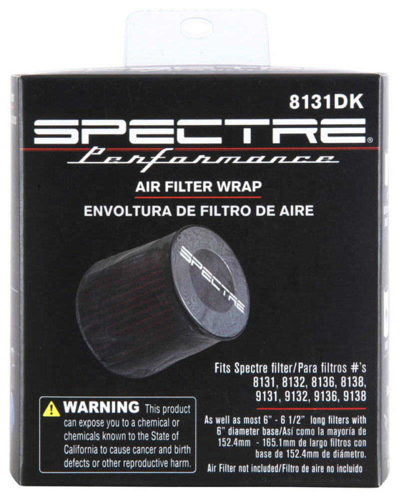 Spectre Universal Pre-Filter Wrap 6in. x 6.125in. - Black