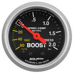 Autometer Sport-Comp 52mm 60cm/HG -2.0 Bar Mechanical Boost Gauge