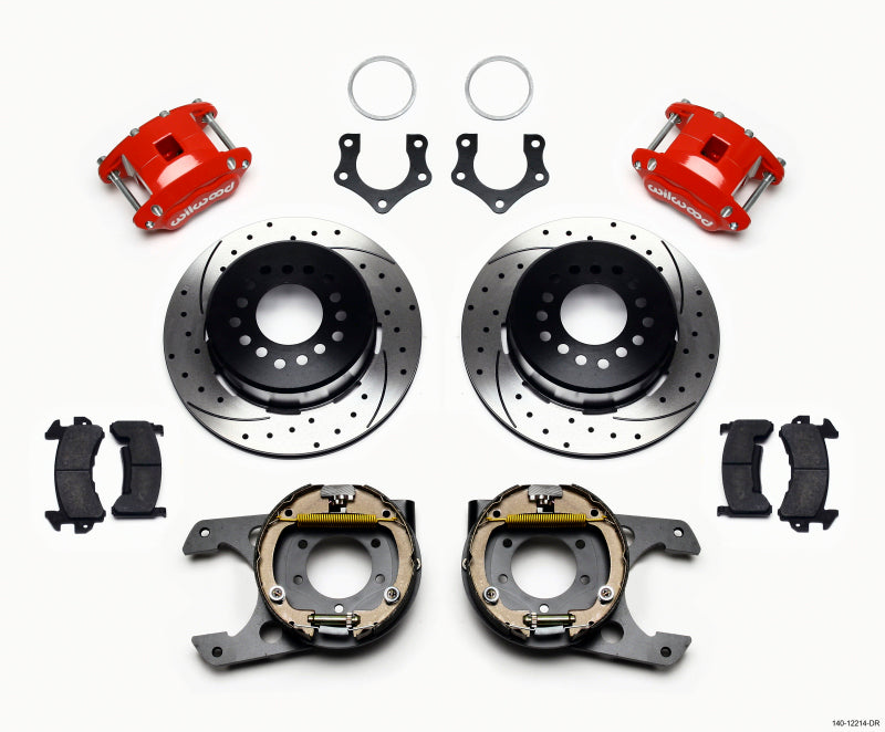 Wilwood D154 P/S P-B Kit Drilled-Red Mopar/Dana 2.36in Off w/Snap Ring Brng