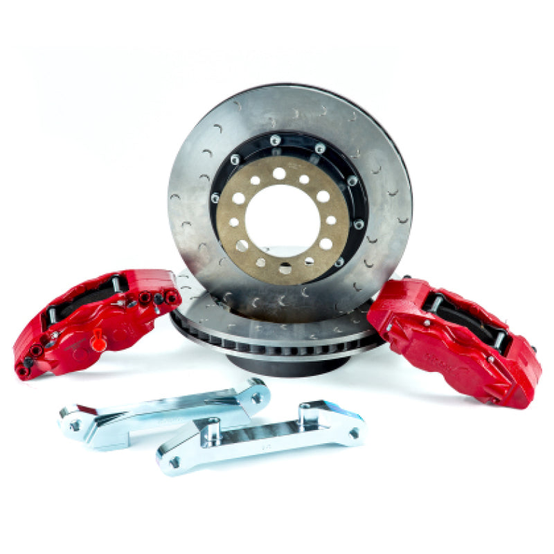 Alcon 07+ Jeep JK w/ 5x5.5in Hub 357x32mm Rotor 4-Piston Red Calipers Front Brake Upgrade Kit