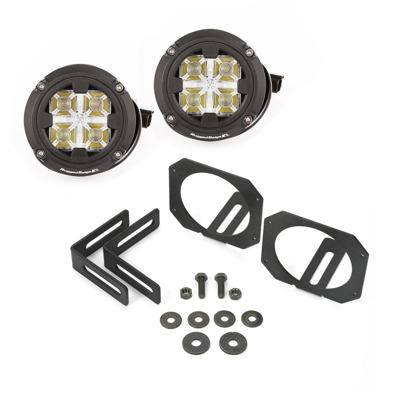 Rugged Ridge 07-18 Jeep Wrangler JK Dual Beam Circular LED Light Kit