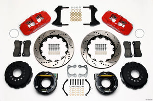 Wilwood AERO4 Rear P-Brake Kit 14.00in Drilled Red Small Ford 2.50in Offset