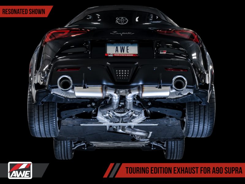 AWE Tuning 2020 Toyota Supra A90 Resonated Touring Edition Exhaust - 5in Chrome Silver Tips
