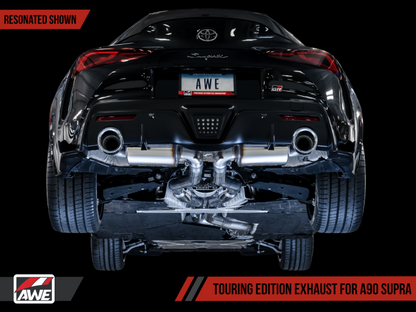 AWE Tuning 2020 Toyota Supra A90 Resonated Touring Edition Exhaust - 5in Chrome Silver Tips