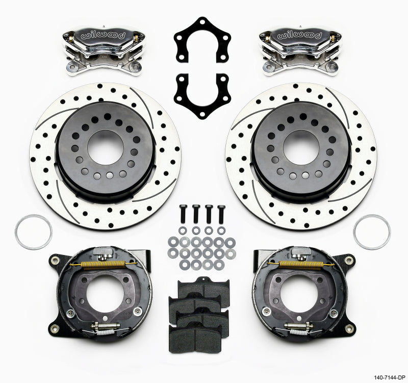 Wilwood Forged Dynalite P/S P-B Kit Drilled Polished Mopar/Dana 2.36in Off w/Snap Ring Bearing