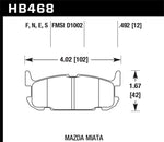 Hawk 03-05 Miata w/ Sport Suspension Blue 9012 Race Rear Brake Pads D1002