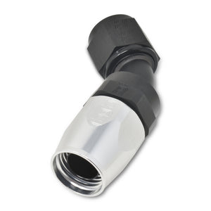 Russell Performance -6 AN Black/Silver 45 Degree Full Flow Hose End