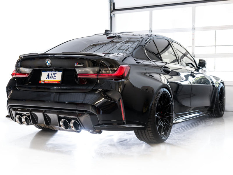AWE Tuning Track Edition Cat-Back Exhaust for BMW G8X M3/M4 - Chrome Silver Tips