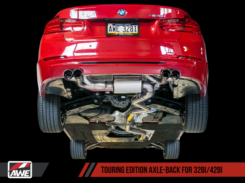 AWE Tuning BMW F3X N20/N26 328i/428i Touring Edition Exhaust Quad Outlet - 80mm Chrome Silver Tips