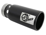 aFe SATURN 4S 4in SS Intercooled Exhaust Tip - Black 4in In x 5in Out x 12in L Bolt-On