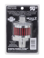 K&N Steel Base Chrome Top Crankcase Vent Filter 1/2in. Vent / 2in. OD / 1-1/2in. Height