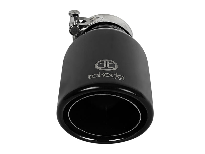 aFe Takeda 304 Stainless Steel Clamp-On Exhaust Tip 2.5in.Inlet / 4in Outlet - Black