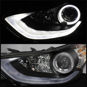 Spyder Hyundai Elantra 11-13 Projector Headlights LED Halo DRL Blk PRO-YD-HYELAN11-DRL-BK