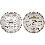 AutoMeter Gauge Kit 2 Pc. Quad & Tach/Speedo 5in. Old Tyme White II