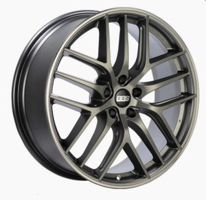 BBS CC-R 20x9 5x112 ET25 Satin Platinum Polished Rim Protector Wheel -82mm PFS/Clip Required