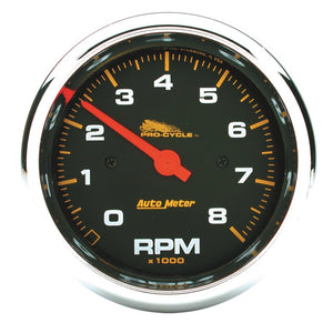 Autometer Pro-Cycle Gauge Tach 3 3/4in 8K Rpm 2&4 Cylinder Black