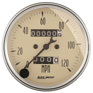 AutoMeter Gauge Speedometer 3-1/8in. 120MPH Mechanical Antique Beige