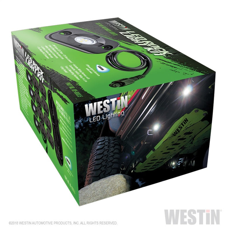 Westin Universal LED Rock Light Kit - 4 Lights - 14ft 9in Wiring Harness & Switch - Black