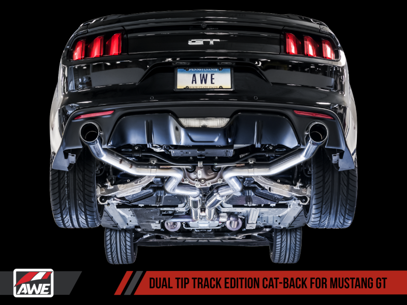 AWE Tuning S550 Mustang GT Cat-Back Exhaust - Track Edition (Chrome Silver Tips)