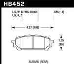 Hawk 05-06 Saab 9-2X / 06-07 Subaru Impreza 2.5i / 04-05 Impreza WRX Blue 9012 Race Rear Brake Pads