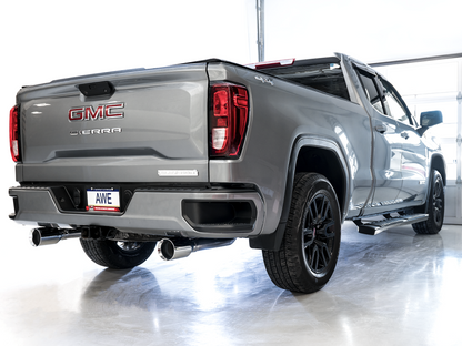 AWE Tuning 4th Gen GM 1500 5.3L 0FG Cat-Back Split Rear Exit (Flat Bumper) - Quad Chrome Tips
