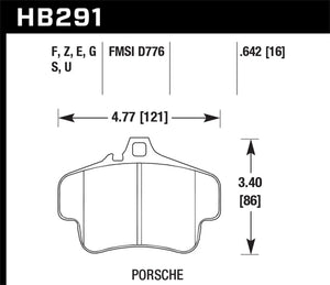 Hawk 01-05 Porsche 911 (996) GT3 Cup HT-10 Race Rear Brake Pads