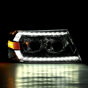 AlphaRex 04-08 Ford F150 PRO-Series Projector Headlights Black w/ Sequential Signal and DRL