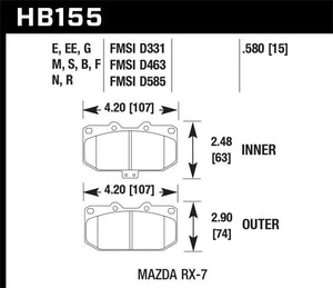 Hawk 88-89 Mazda RX-7 1.3L 10th Anniversary 4 Piston Caliper Front ER-1 Brake Pads