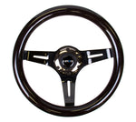 NRG Classic Wood Grain Steering Wheel (310mm) Black w/Black Chrome 3-Spoke Center