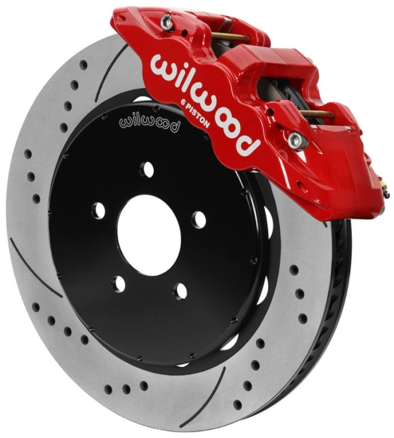 Wilwood AERO6 Front Brake Kit 14.00 Slotted 94-04 Ford Mustang Cobra Red w/Lines