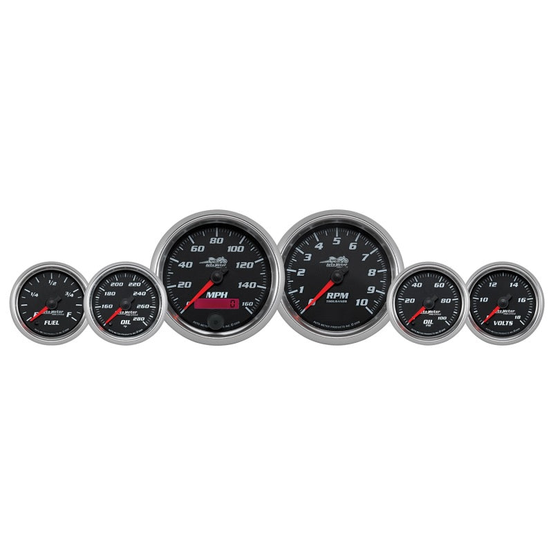 Autometer Pro-Cycle Gauge Kit 6 Pc. Kit 3 3/8in & 2 1/16in Bagger Black