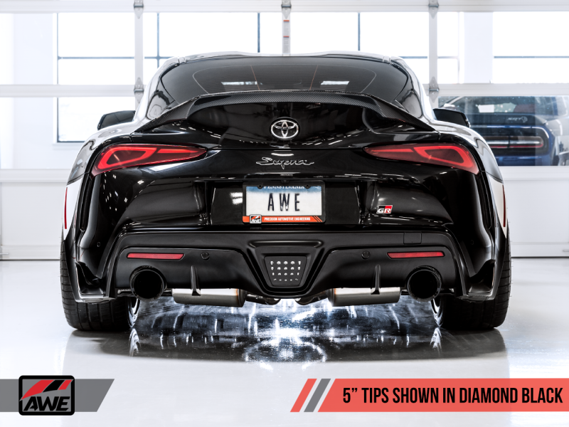 AWE Tuning 2020 Toyota Supra A90 Non-Resonated Touring Edition Exhaust - 5in Diamond Black Tips
