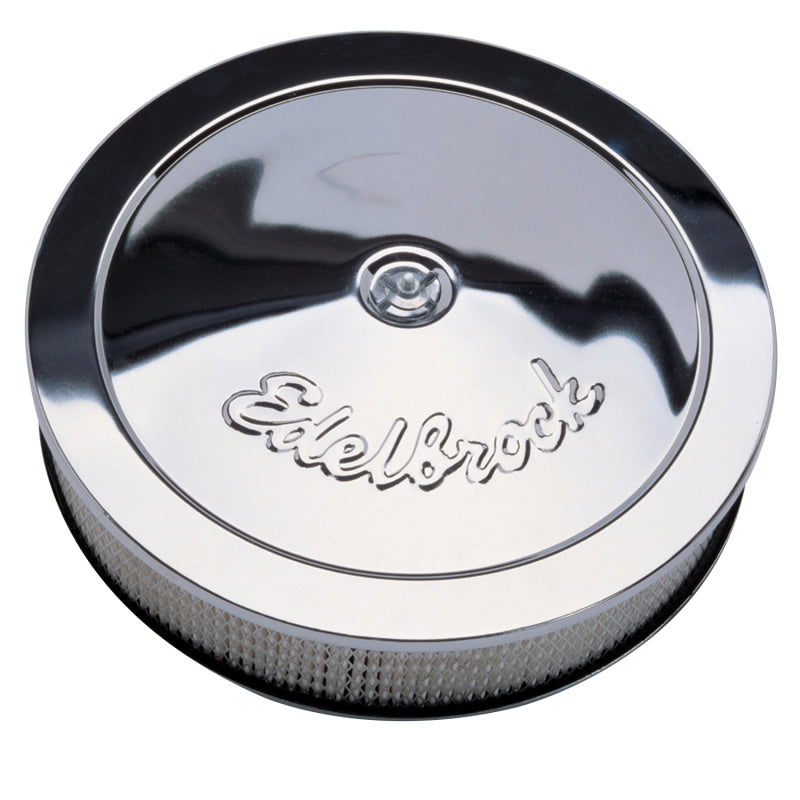 Edelbrock Air Cleaner Pro-Flo Series Round Steel Top Paper Element 14In Dia X 3 313In Chrome