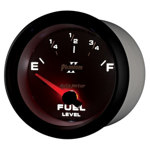 AutoMeter Gauge Fuel Level 2-5/8in. 0 Ohm(e) to 90 Ohm(f) Elec Phantom II