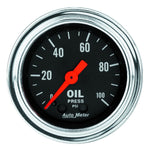 Autometer Traditional Chrome 2-1/16in 100 PSI Mechanical Oil Pressure Gauge