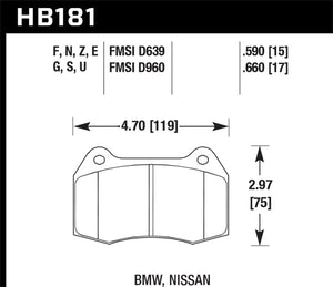 Hawk 02-04 Acura RSX / 94-97 BMW 840CI/850CI / 92-02 Nissan Skyline Blue 9012 Front Race Brake Pads