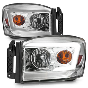 Anzo 06-09 Dodge RAM 1500/2500/3500 Headlights Chrome Housing/Clear Lens (w/ Light Bars)