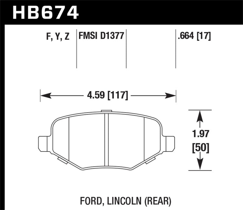 Hawk Ford Edge/Explorer/Flex/Taurus/ Lincoln MKS/MKT/MKX Perf Ceramic Street Rear Brake Pads