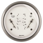 AutoMeter Gauge Dual Fuel & Oilp 3-3/8in. 240 Ohm(e) to 33 Ohm(f) & 100PSI Elec Old Tyme Wht