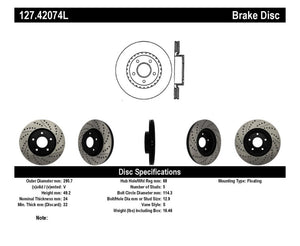 StopTech 1/02-05 Infiniti G35 (alloy disc) / 6/02-05 Nissan 350Z Slotted & Drilled Left Front Rotor