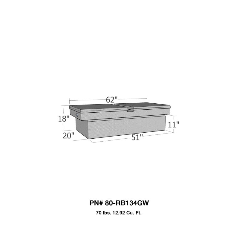 Westin/Brute Gull Wing Lid Mid Size / Down Size Long Bed Only - Aluminum