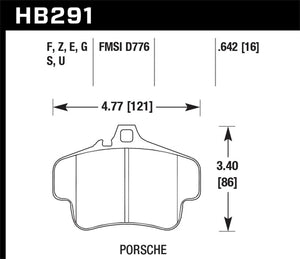 Hawk 98 Porsche 911 Targa Front / 03-05 911 GT2 / 04-05 911 GT3 Rear DTC-70 Race Brake Pads