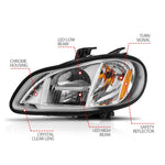 ANZO 2002-2014 Freightliner M2 LED Crystal Headlights Chrome Housing w/ Clear Lens (Pair)