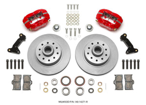 Wilwood Forged Dynalite Front Kit 11.03in 1 PC Rotor&Hub - Red 74-80 Pinto Disc Spindle only